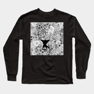 Jungle cat line drawing Long Sleeve T-Shirt